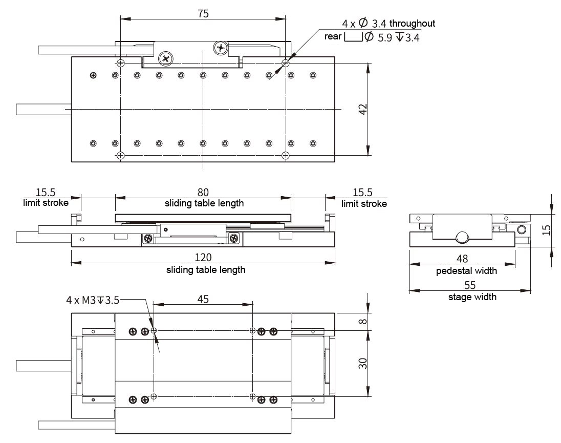 CNC Linear Slider Motion Guide ระยะจิ๋ว